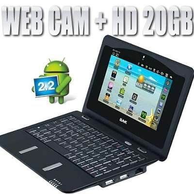 Netbook Android 2.2 Wifi 3g 7 Pol 1.2 Ghz Hd De 20gb Web Cam